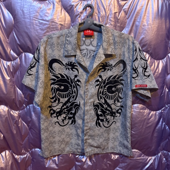Rare Vintage JNCO Button-Up Shirt - Tribal Dragon Design - Small Y2K Vintage - Picture 1 of 6